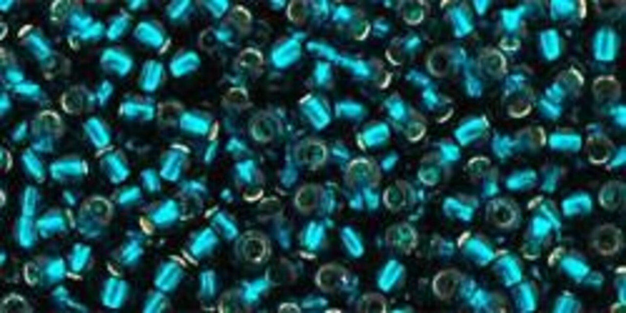 Toho 11/0 Round Japanese Seed Bead, #27BD, Silver Lined Teal, 13 grams